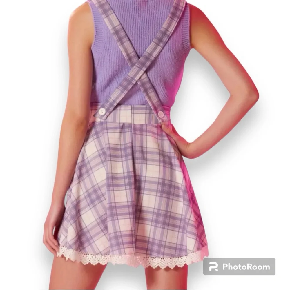 Her Universe Pink & Purple Plaid Lace Suspender Skirt